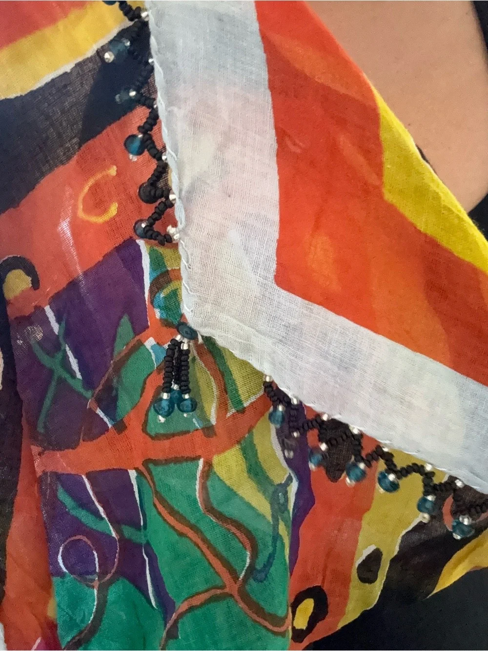 Multicolor Botanical Print Scarf/Pareo- Vibrant Home Accent